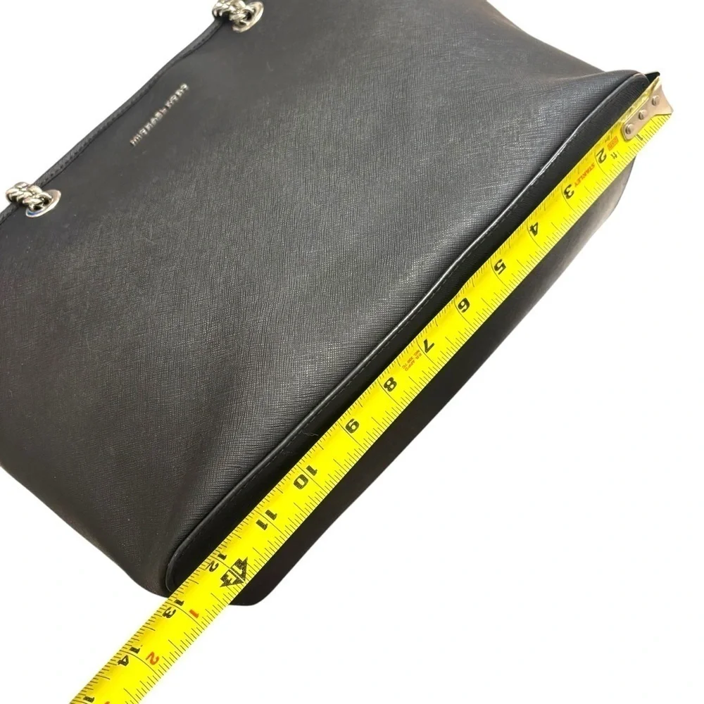 Michael kors black saffiano leather zippered business laptop tote bag